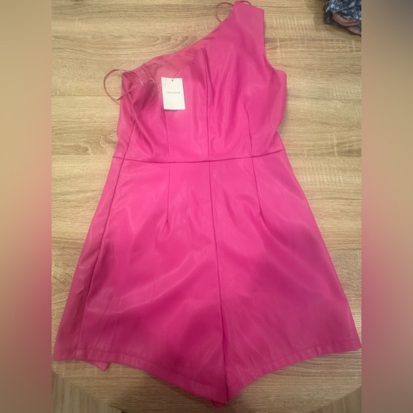 Chic One-Shoulder Pink Mini Dress - Picture 4 of 8